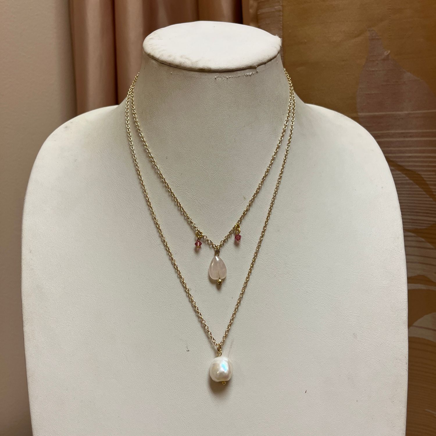 Rose Stacked Chain Pendant Necklace