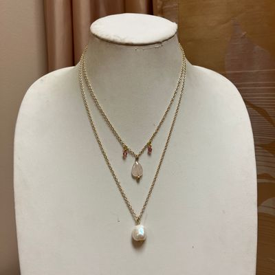 Rose Stacked Chain Pendant Necklace
