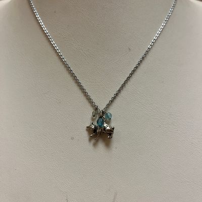 Teal Feline Charm Necklace