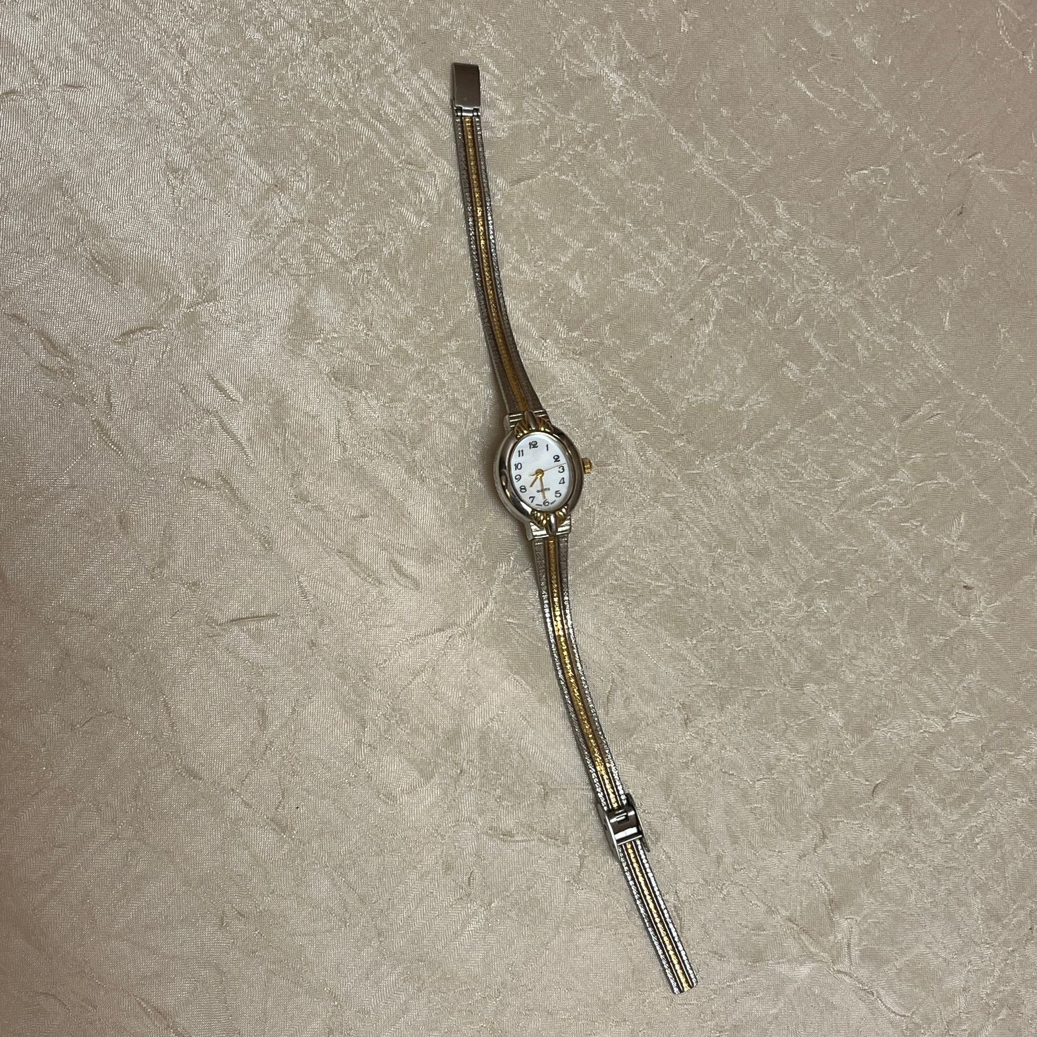 Gold Stripe Oval Watch