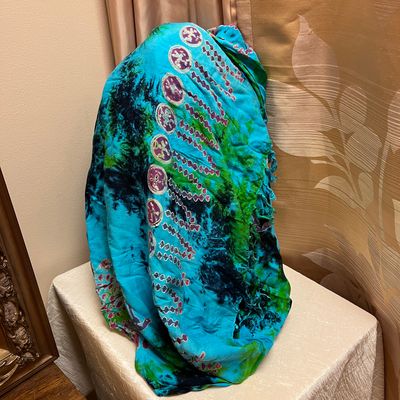 Green Blue Fringe Scarf
