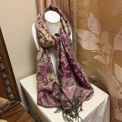 Gold Shimmer Paisley Scarf