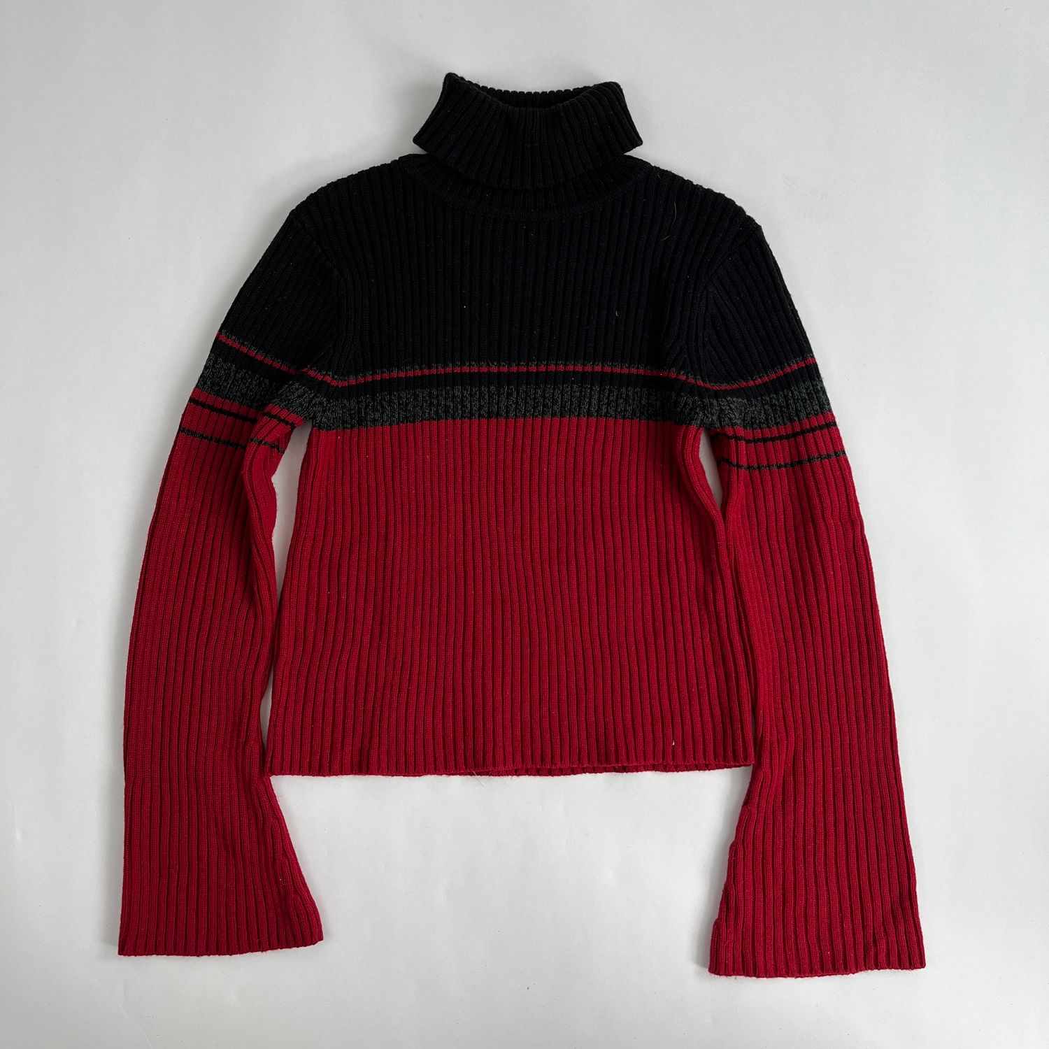 Red + Black Stripe Turtleneck