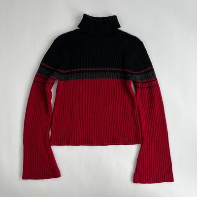 Red + Black Stripe Turtleneck