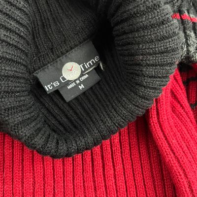 Red + Black Stripe Turtleneck