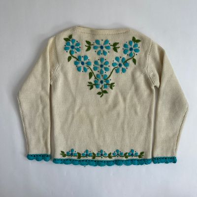 Blue Flower Scalloped Sweater