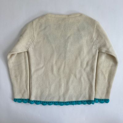 Blue Flower Scalloped Sweater