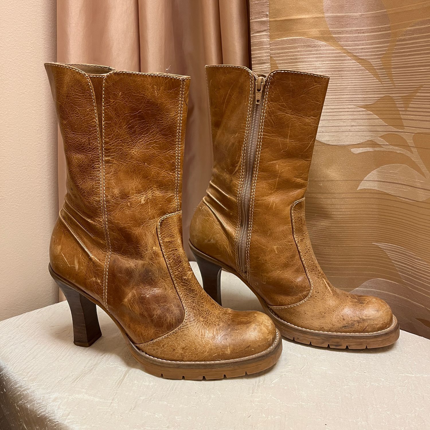 Brown Leather Winter Heels