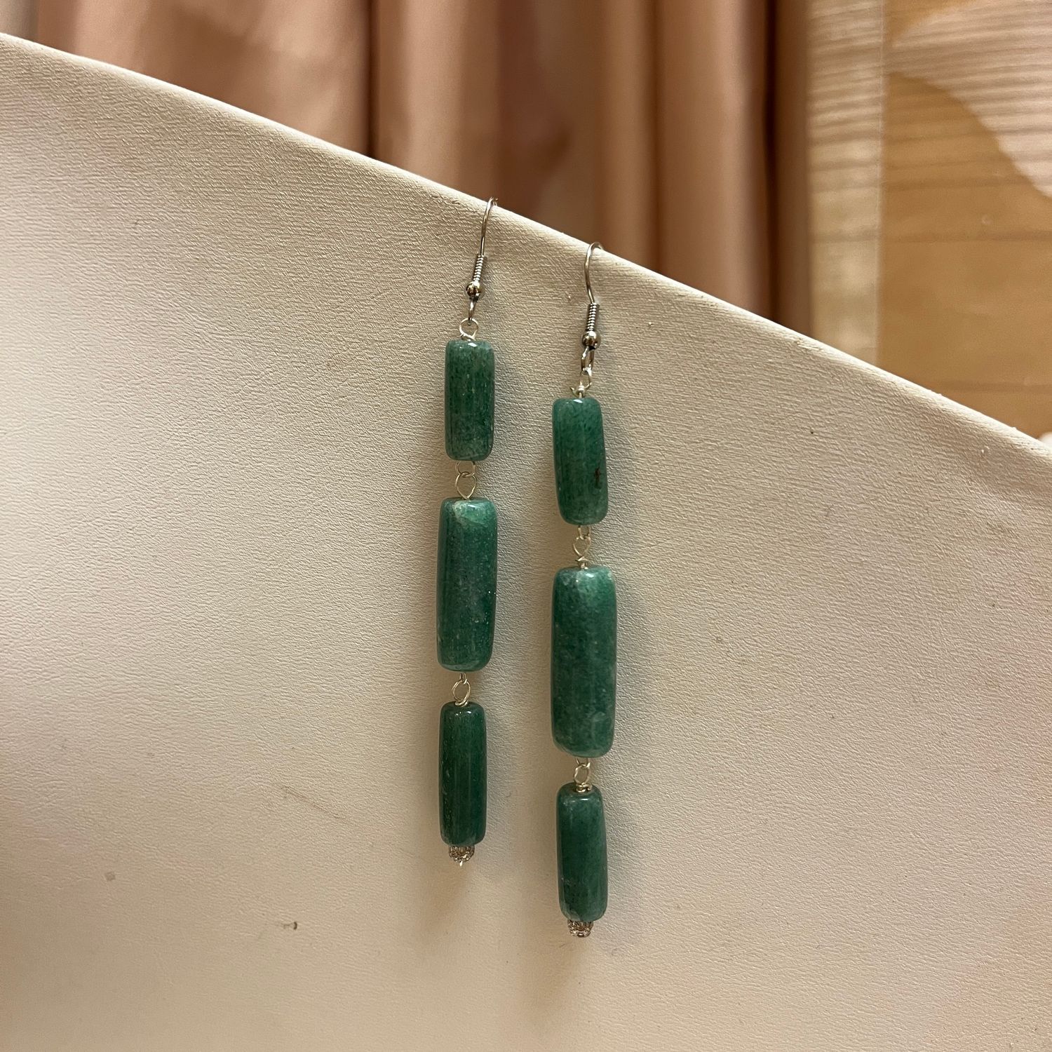 Aventurine triple crystal earring