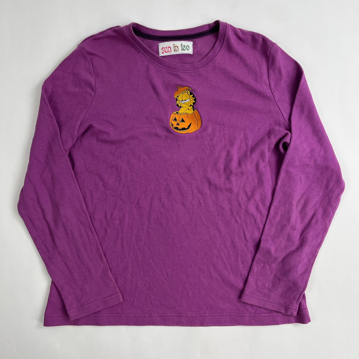 Halloween Garfield Embroidery, Colour: Purple Long Sleeve