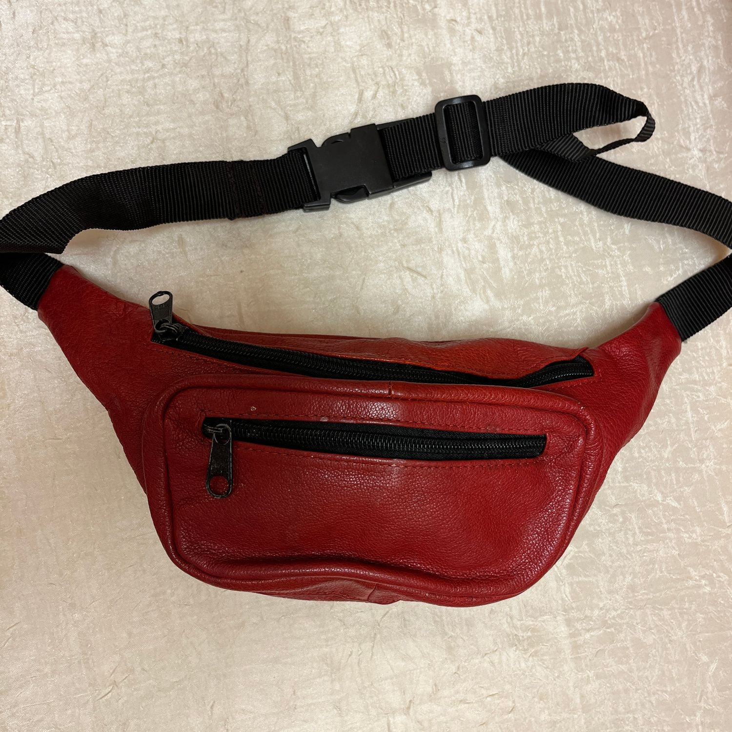 Red Leather Fanny Pack