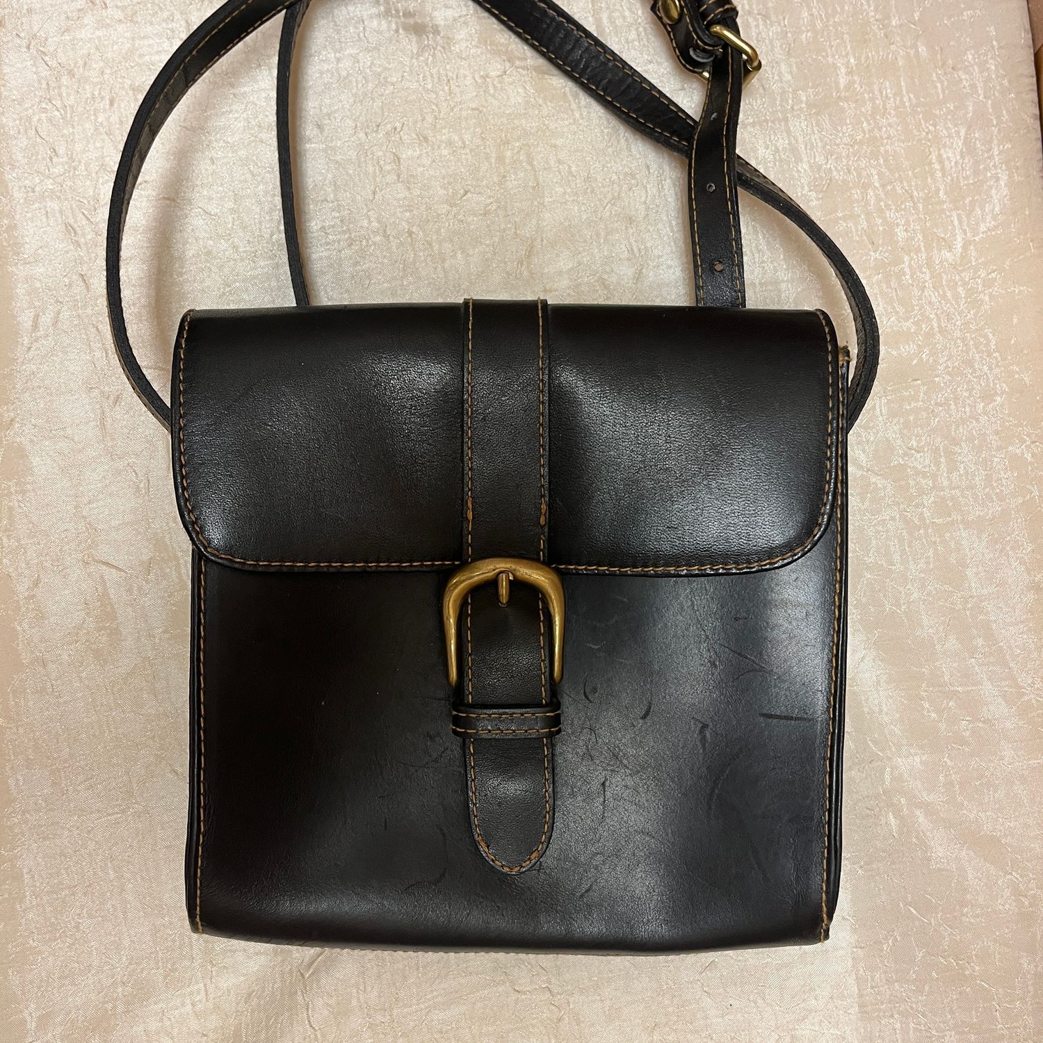 Black Leather Buckle Purse