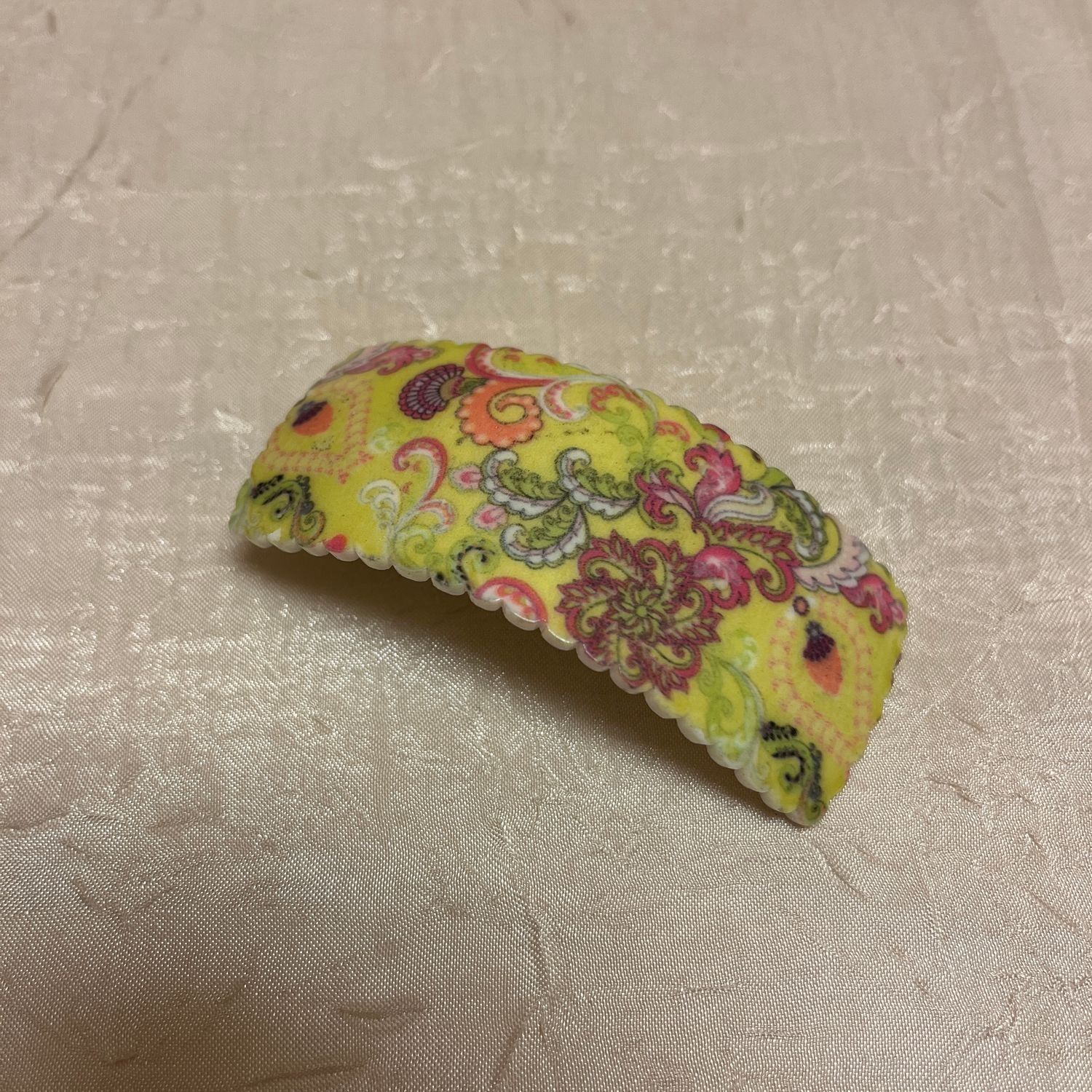 Yellow Paisley Hair Clip