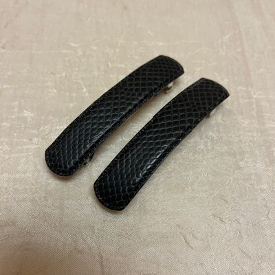 Black Faux Snakeskin Hair Clips