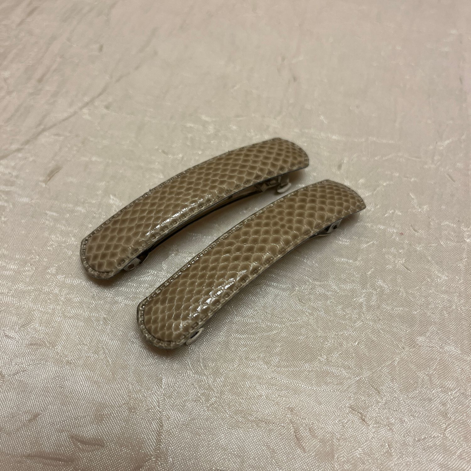 Tan Faux Snakeskin Hair Clips