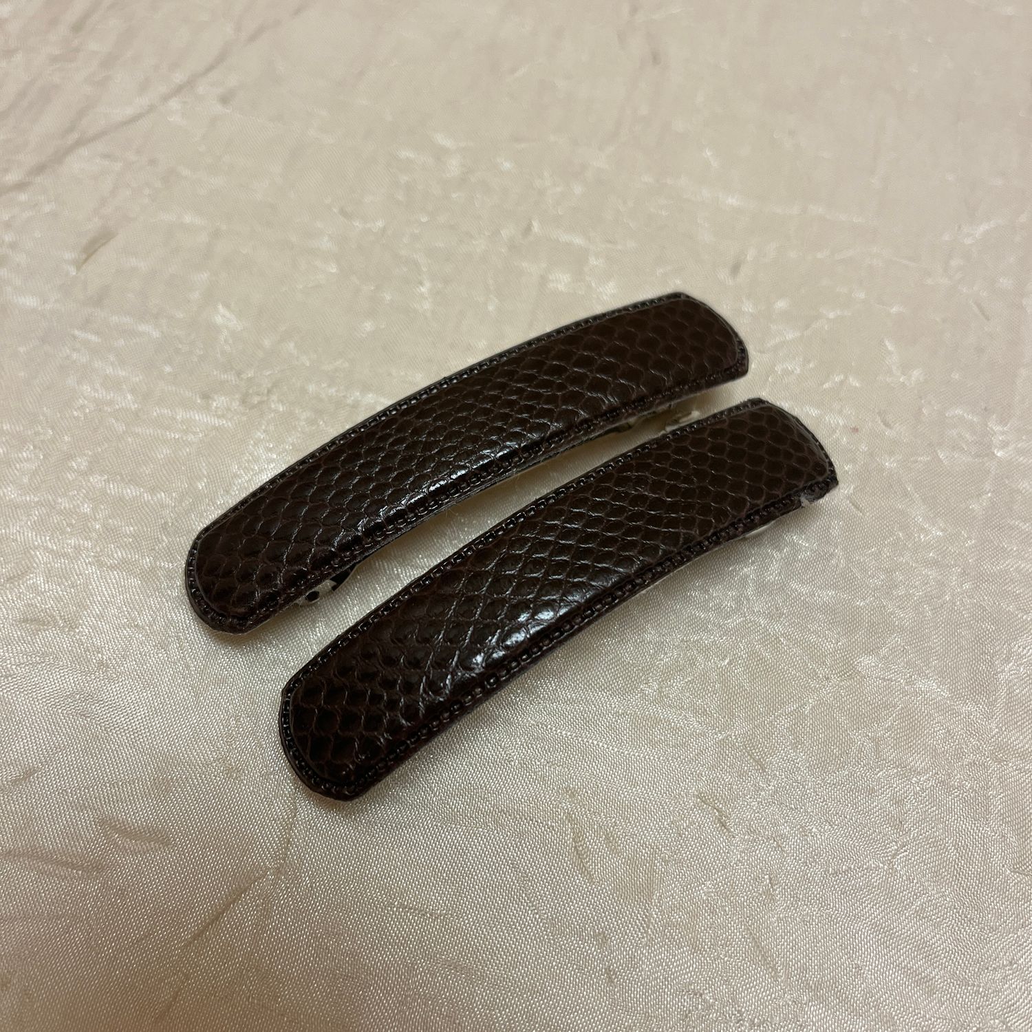 Brown Faux Snakeskin Hair Clips