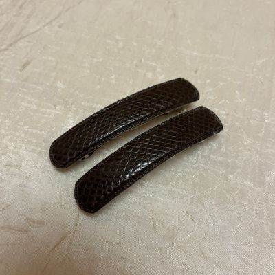 Brown Faux Snakeskin Hair Clips