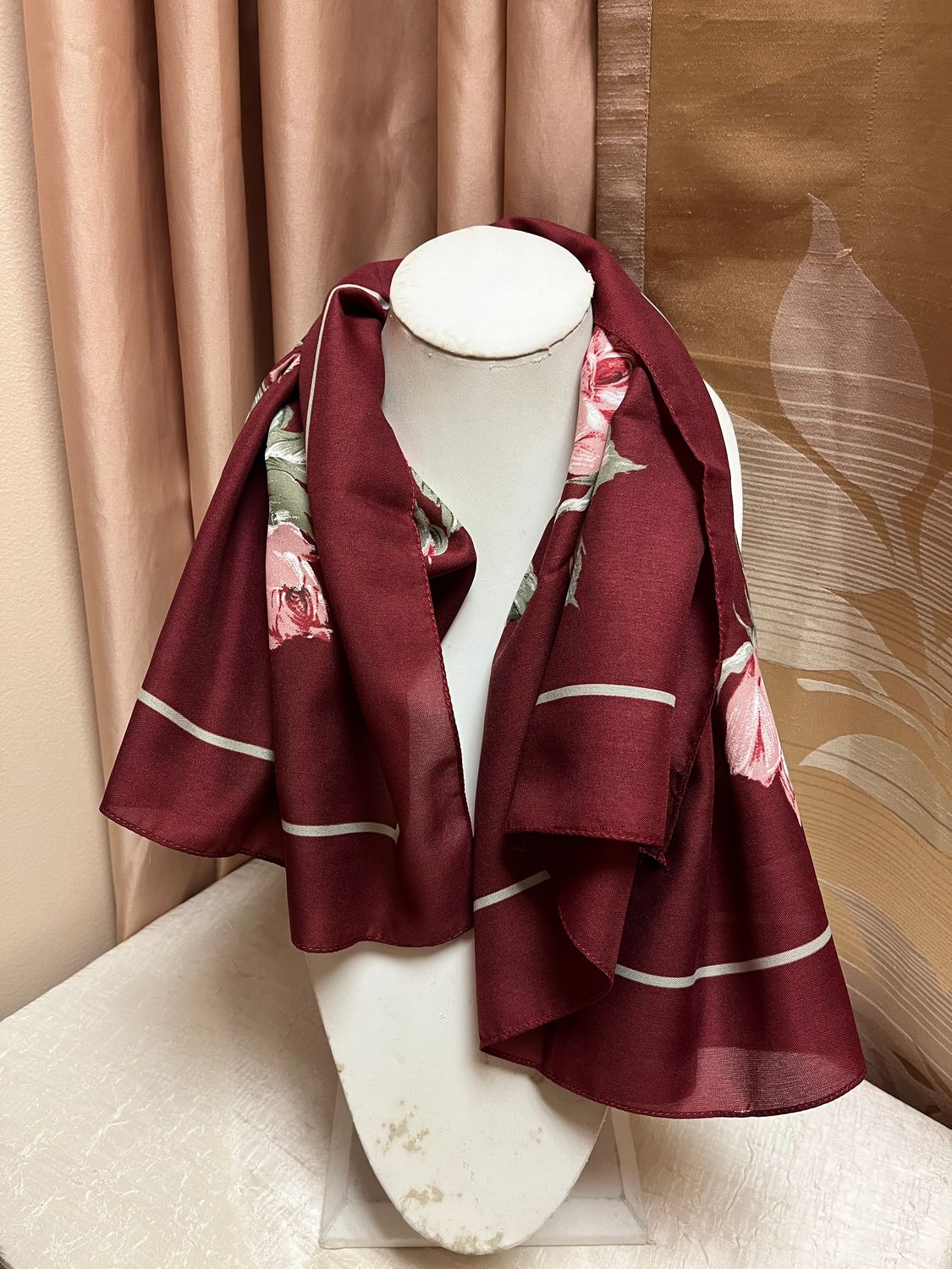 maroon flower scarf