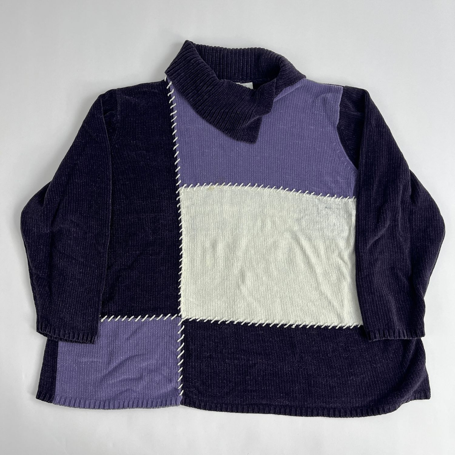 purple colorblock sweater