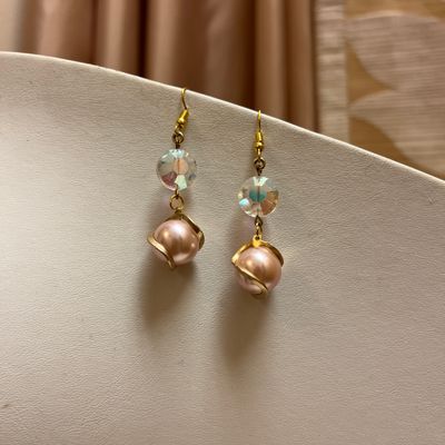 Pink Rose Dangle Earrings