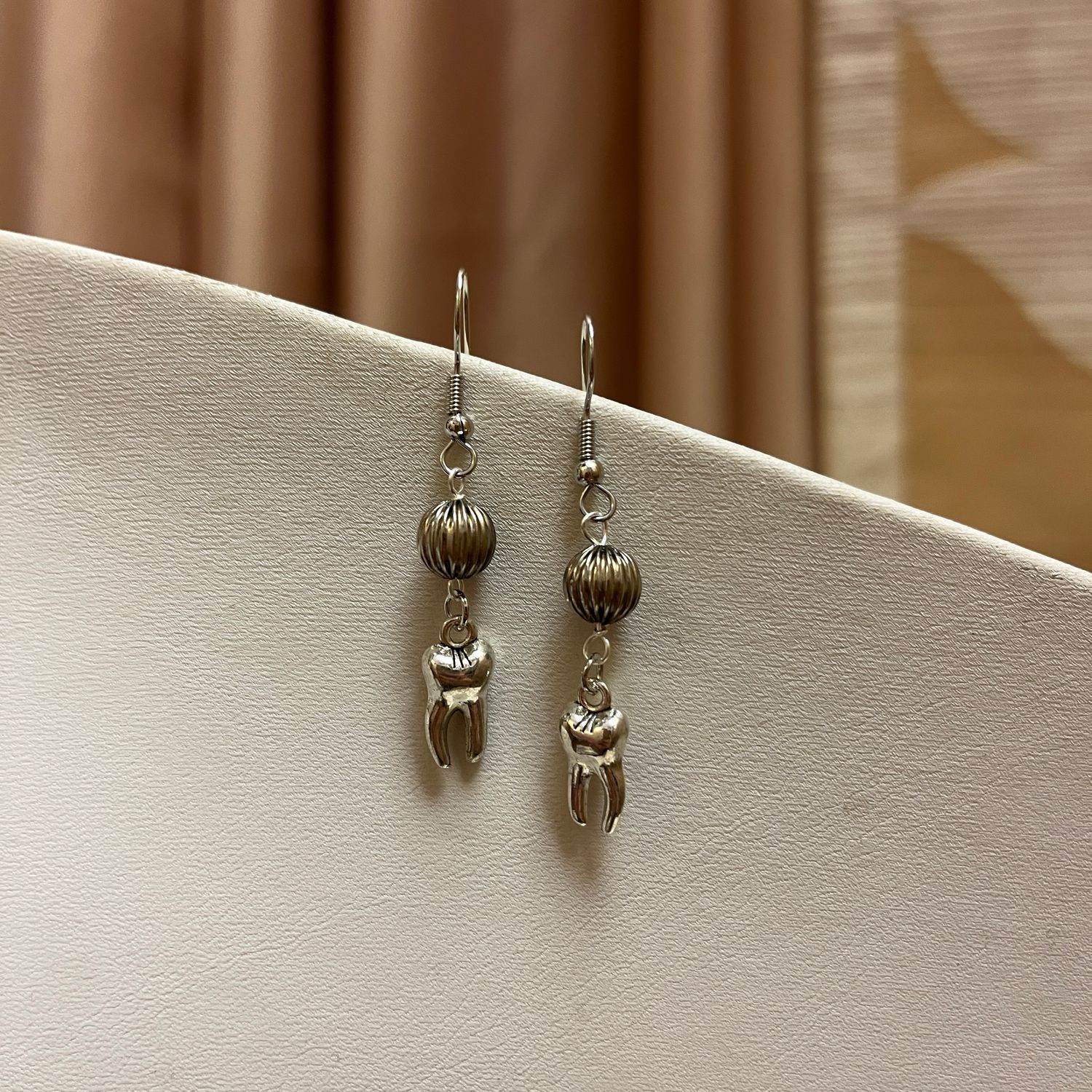 Silver Tooth Dangle Earrings