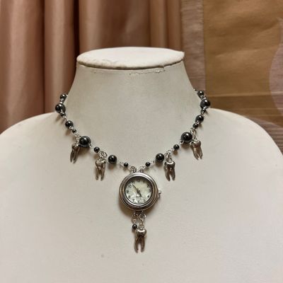 Tooth Charm Watch Necklace