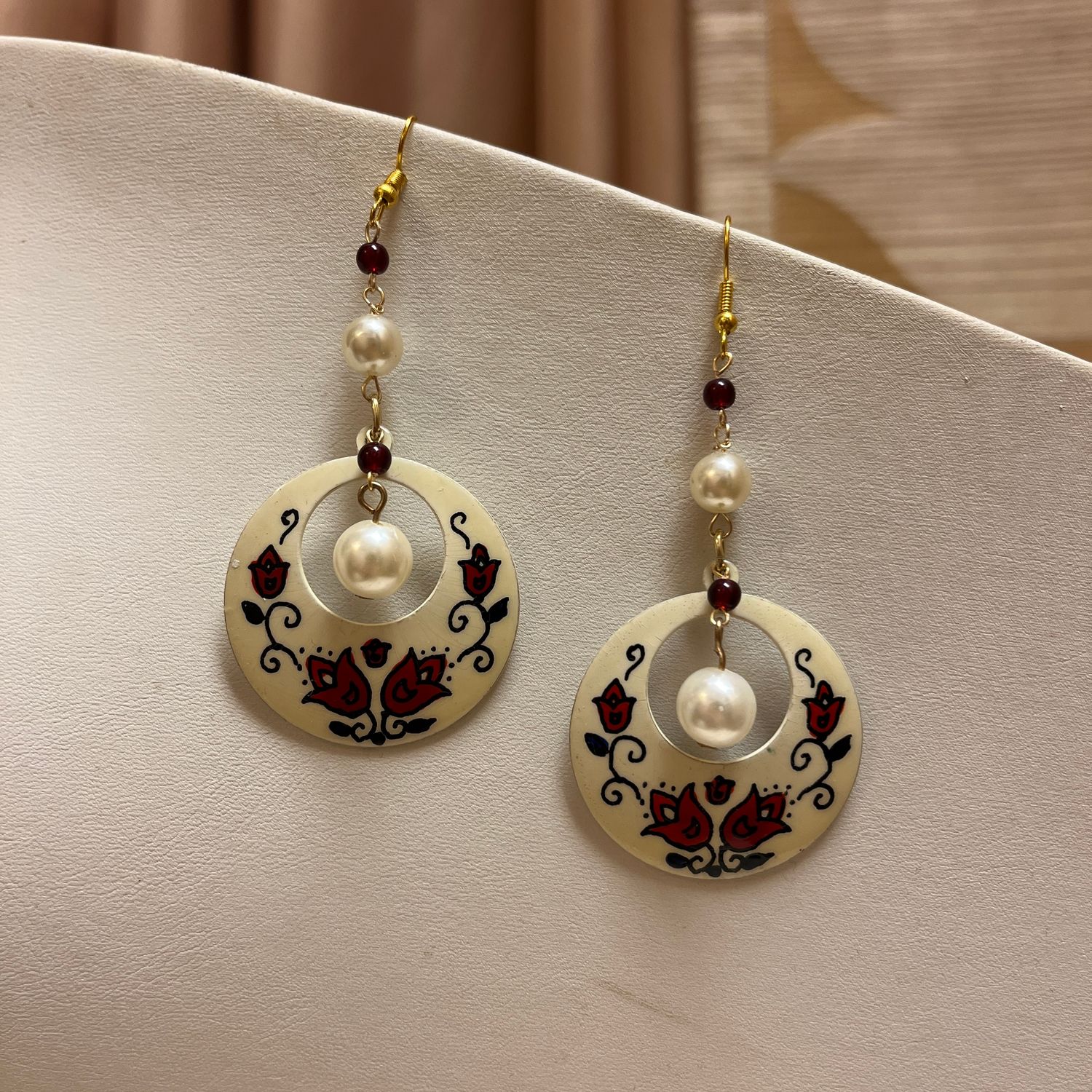 Red Roses Pendant Earrings