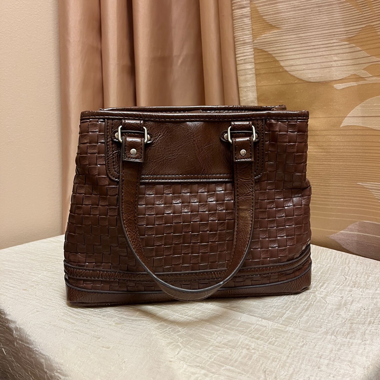 Brown Woven Handbag