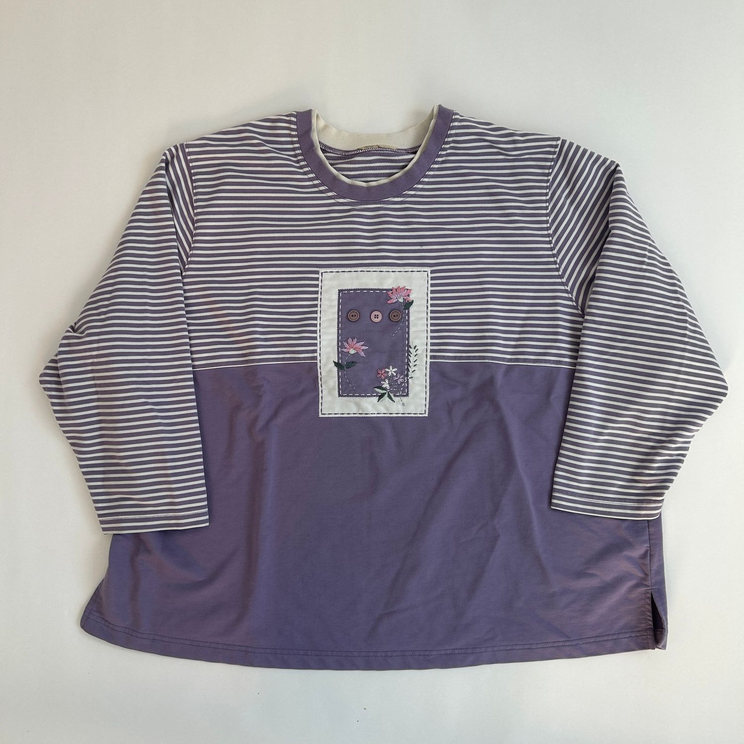 purple stripe crewneck