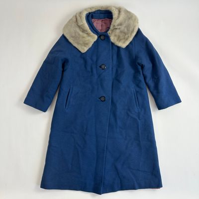 Blue Fur Collar Trench