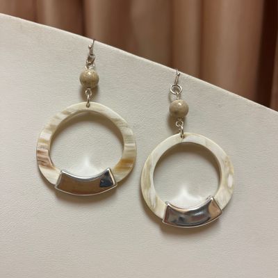 Silver and Ivory Hoop Earrings