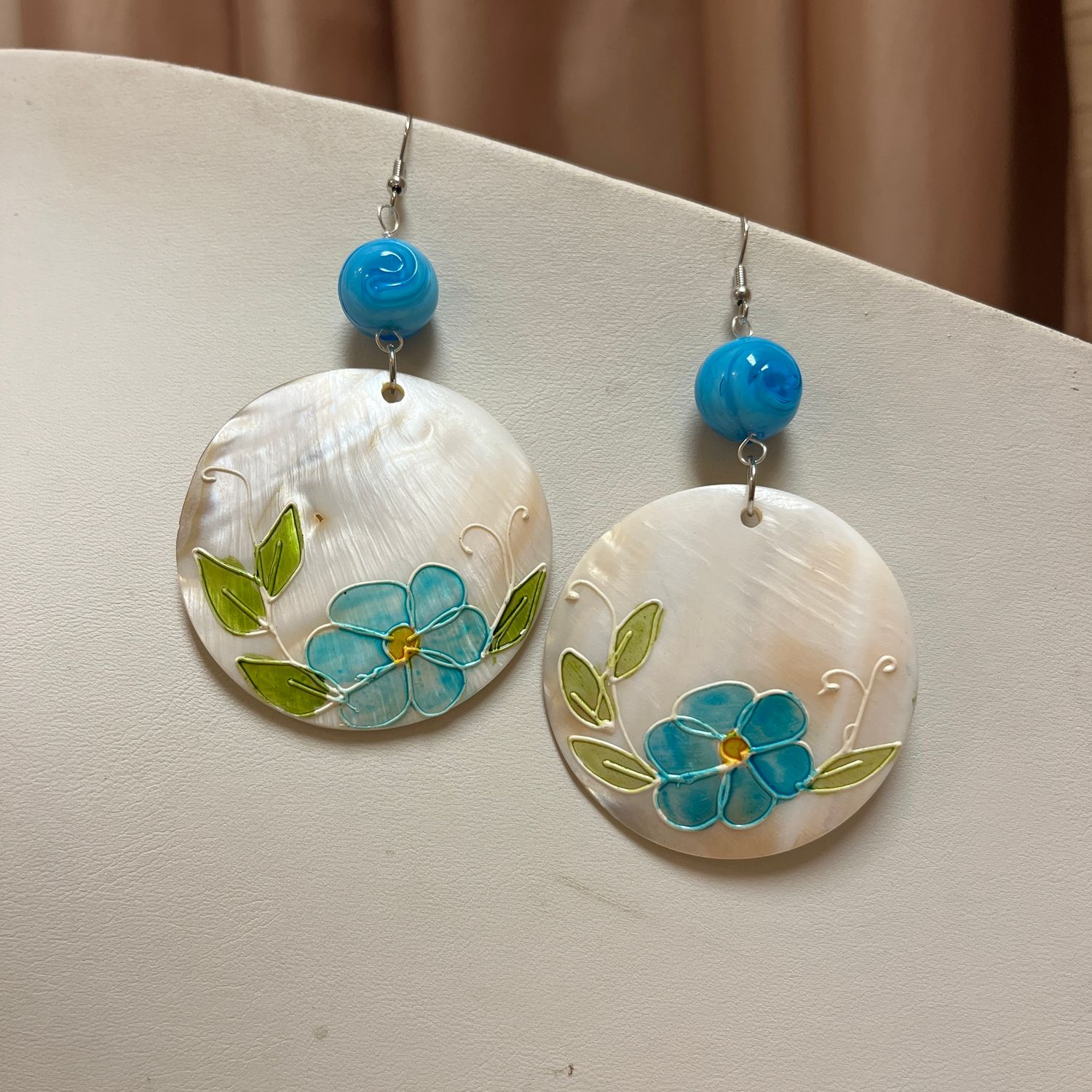 Teal Flower Earrings