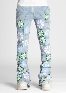 Aqua-Blue-Flowers-Denim