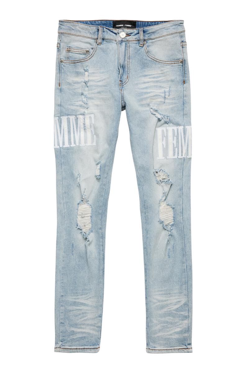 Letterman Denim Blue with White