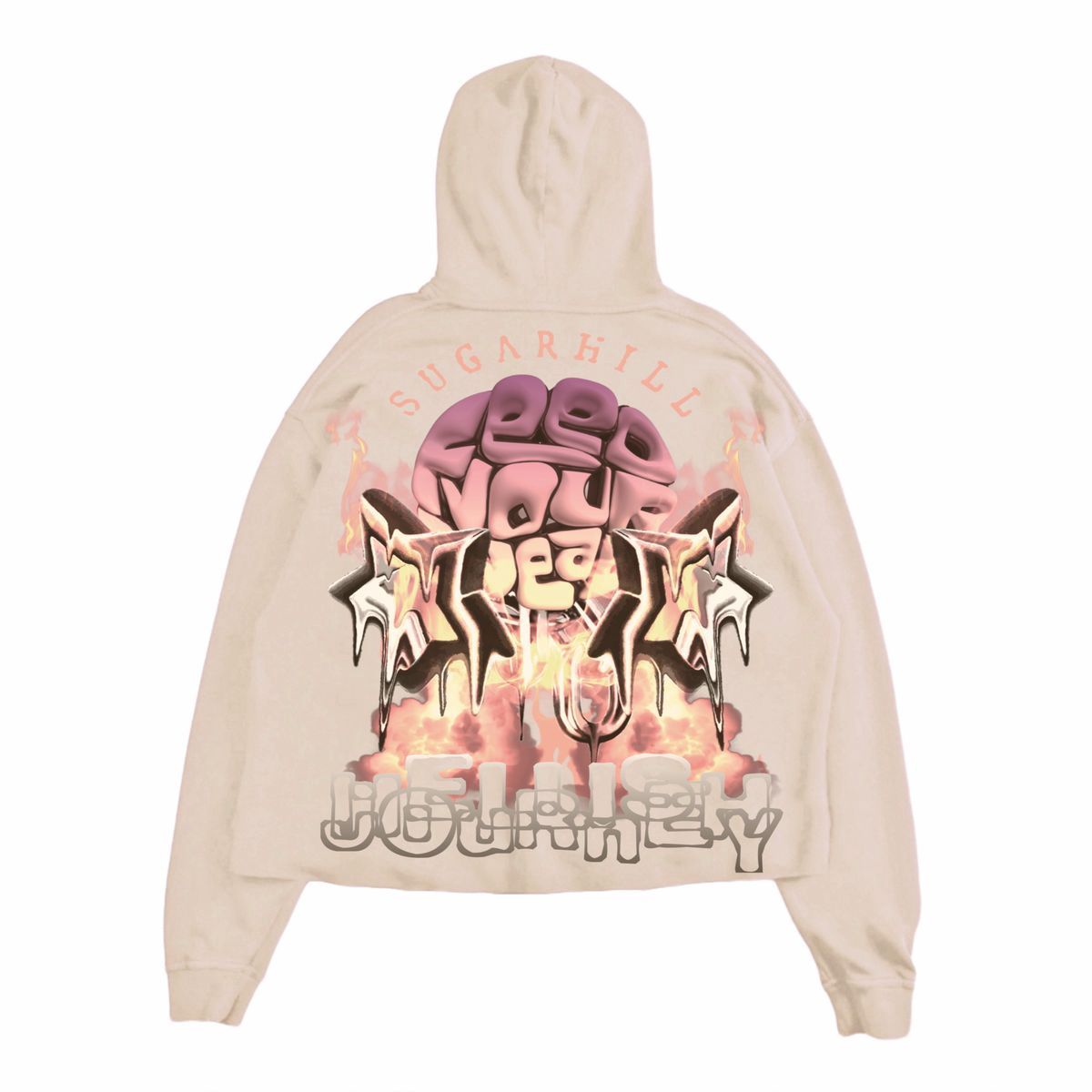 “HELLISH” CROPPED HOODIE (TAN)