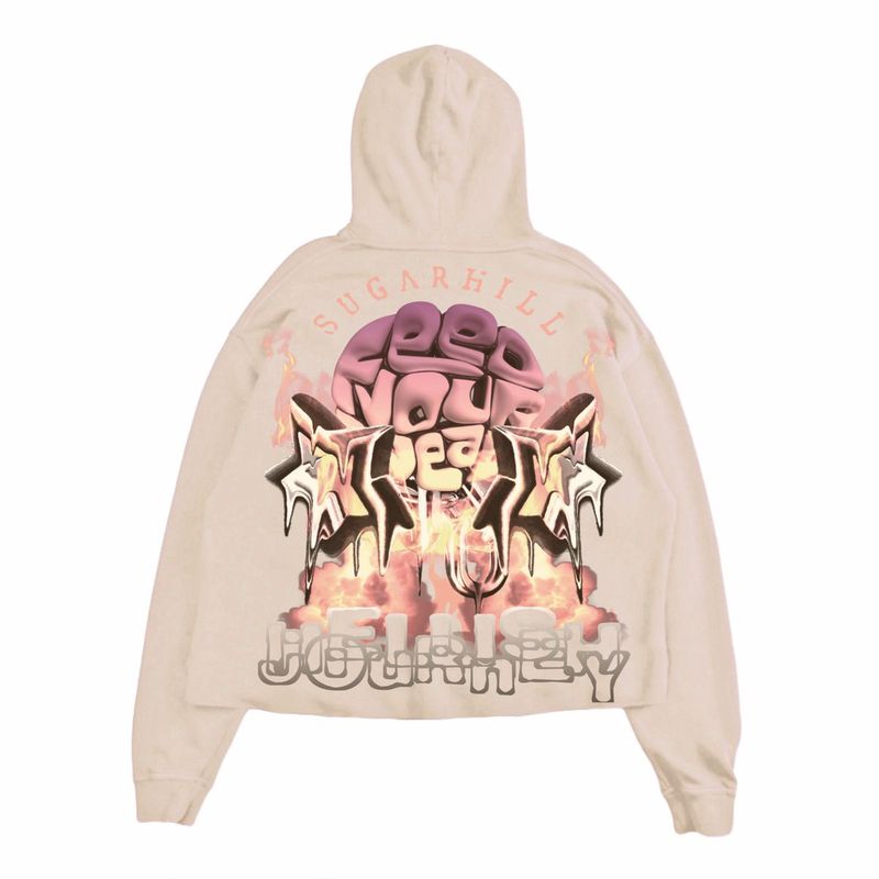 “HELLISH” CROPPED HOODIE (TAN)