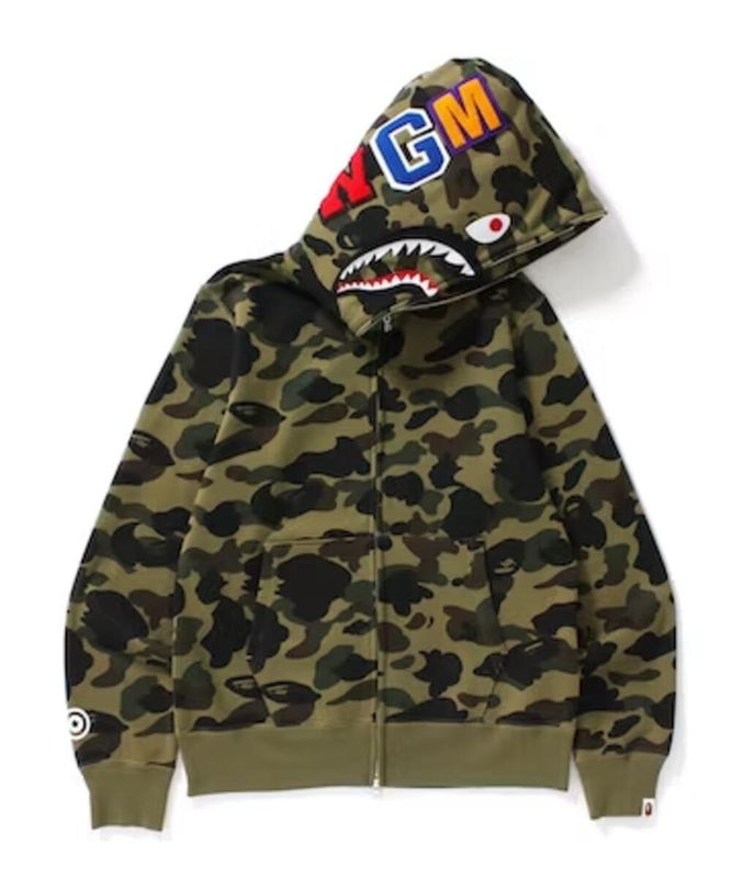 BAPE 1st Camo Shark Full Zip Hoodie Green