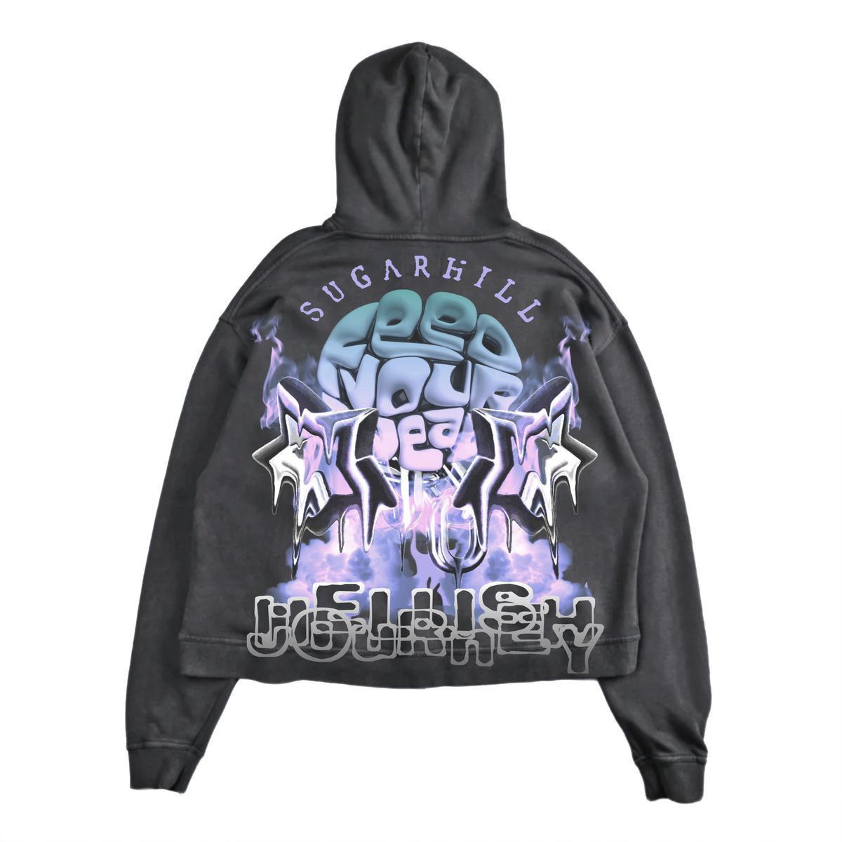 HELLISH CROPPED HOODIE (BLACK VINTAGE)