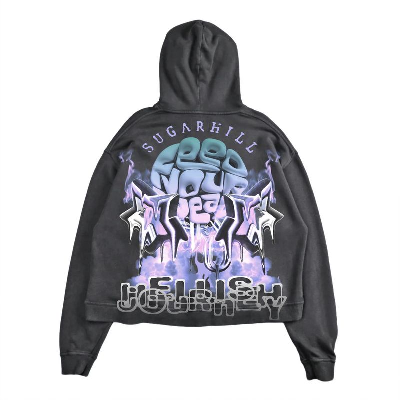 HELLISH CROPPED HOODIE (BLACK VINTAGE)