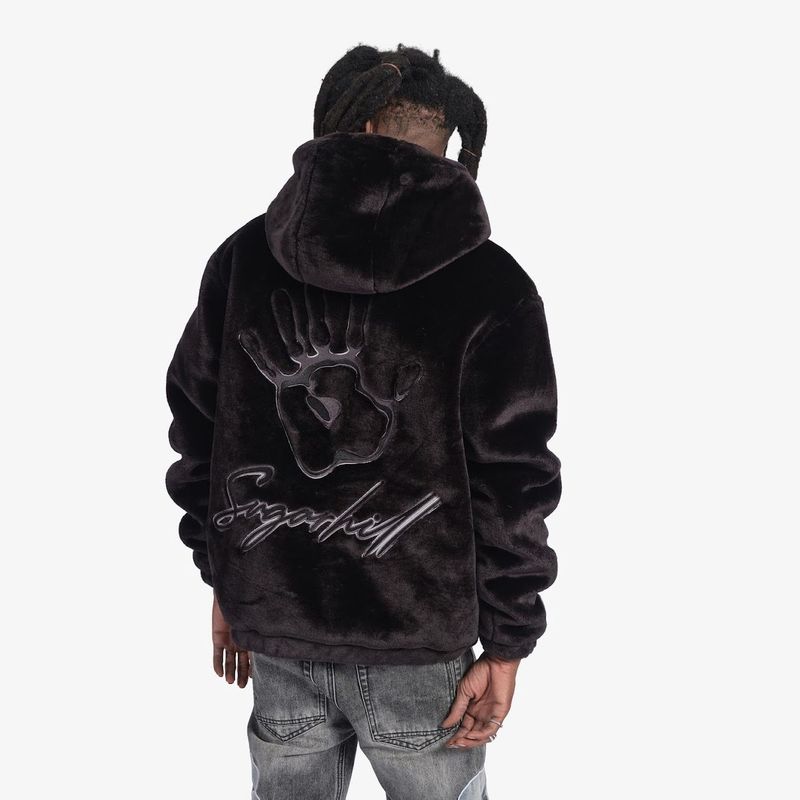 TRACES FUR ZIP-UP HOODIE (BLACK)