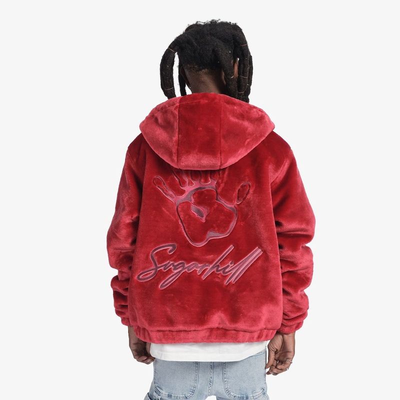 TRACES FUR ZIP-UP HOODIE (RUBY RED)
