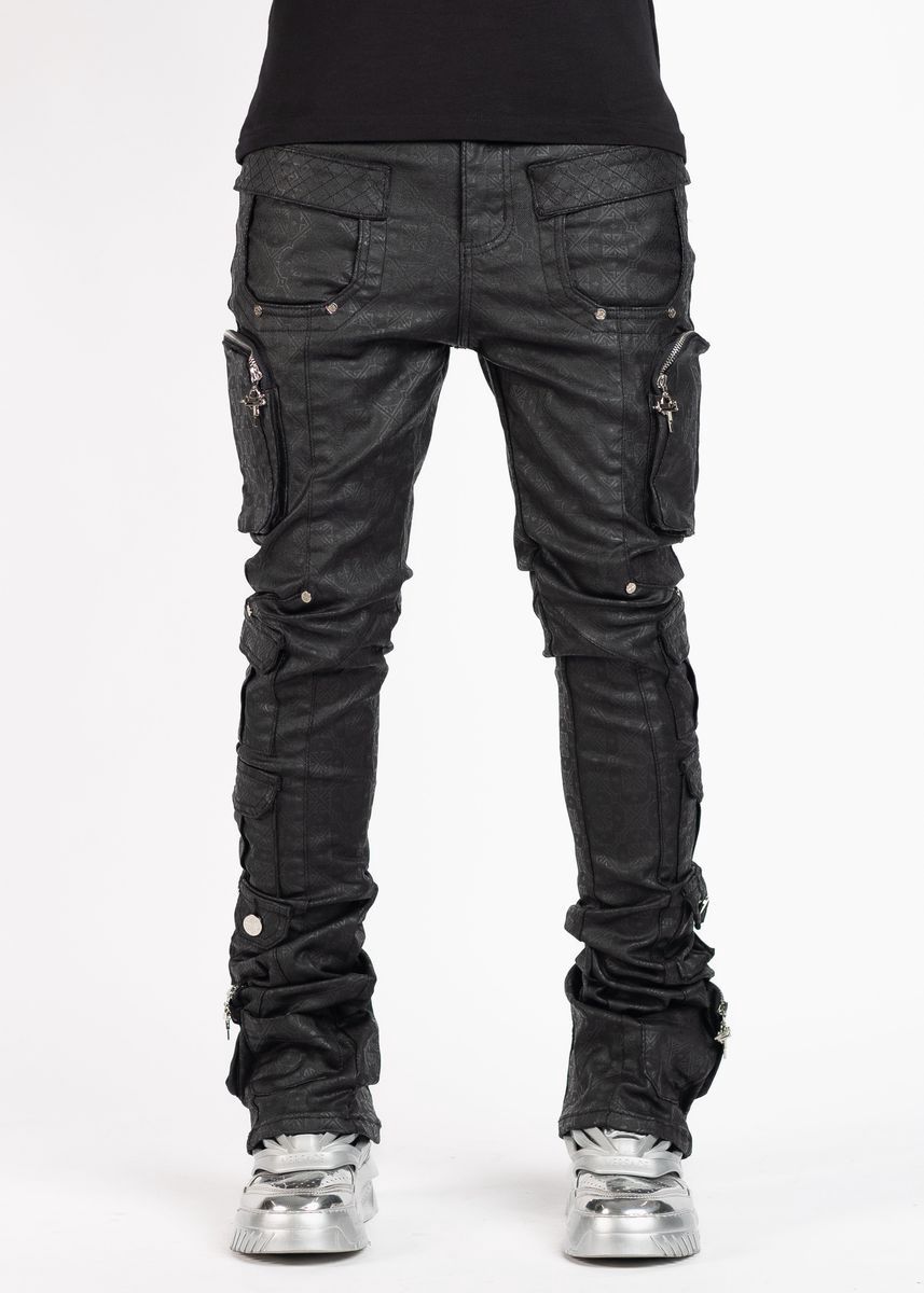 ALL BLACK MONOGRAM EMBELLISHED DENIM