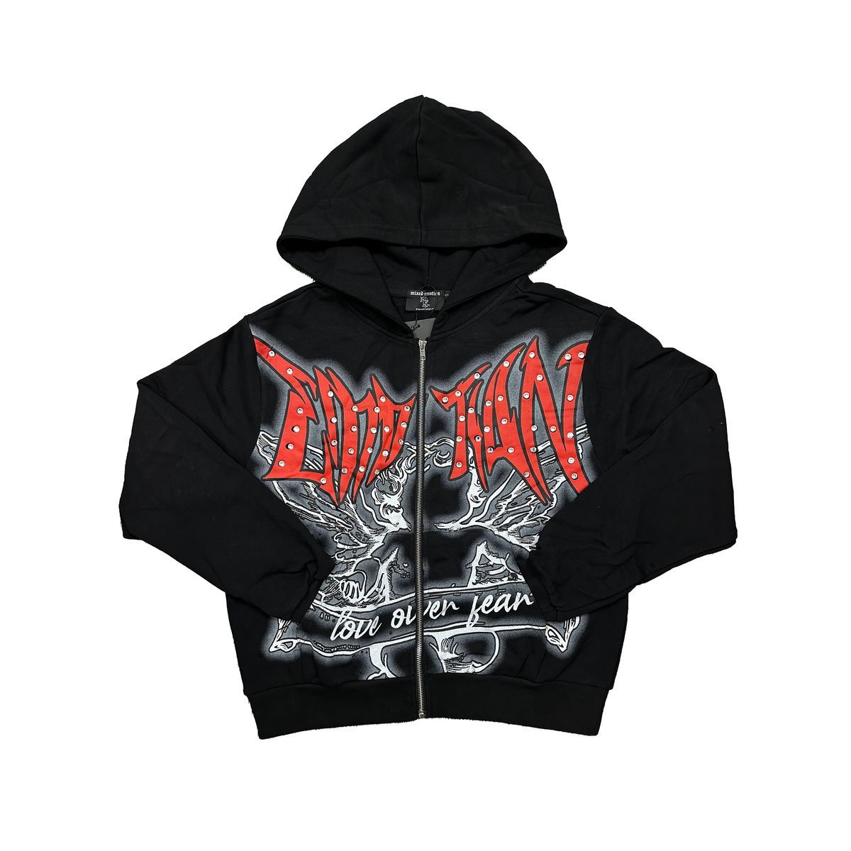Black Graffiti Zipper Hoodie