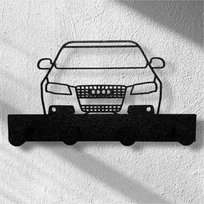 Plastikowy wieszak na klucze Audi A4 b8 – czarny, drukowany w 3d, montowany na ścianę. Idealny prezent dla fana Audi.