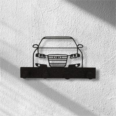 Wieszak na klucze Audi A4 B8 – elegancki, czarny, 15 cm, montaż na taśmie dwustronnej. Stylowy dodatek do garażu.