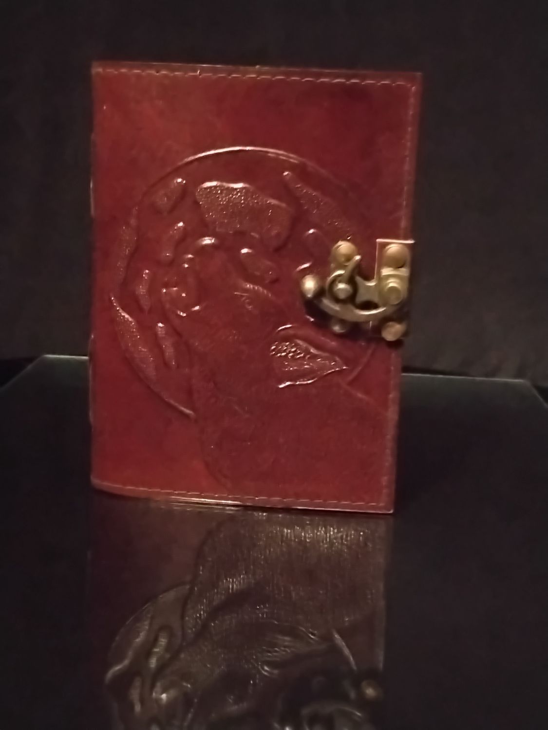 Leather Wolf Journal 5 X 7 with Lock