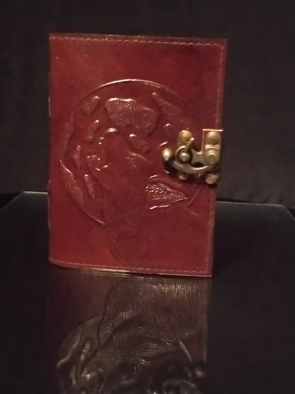 Leather Wolf Journal 5 X 7 with Lock