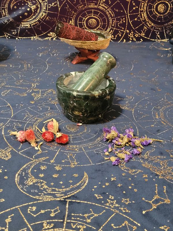 Large Green Marble Mortar &amp; Pestle