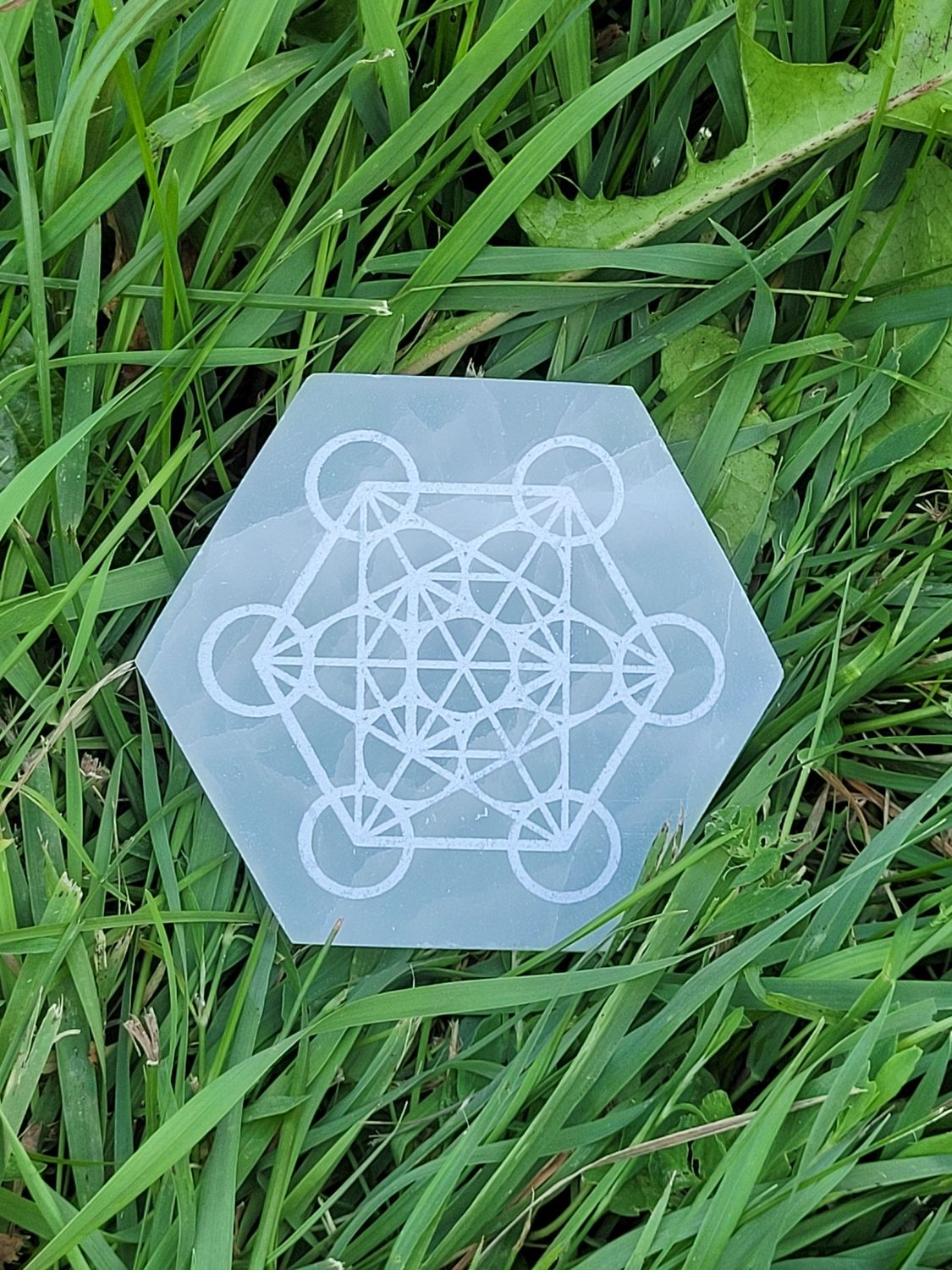 Selenite Metatron Cube Plate 10cm - 1pc