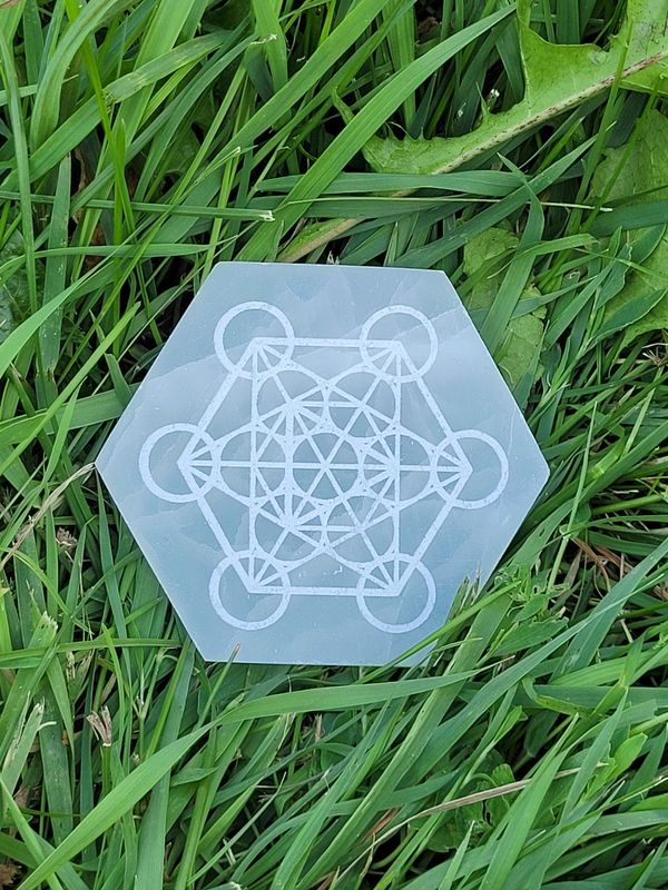 Selenite Metatron Cube Plate 10cm - 1pc